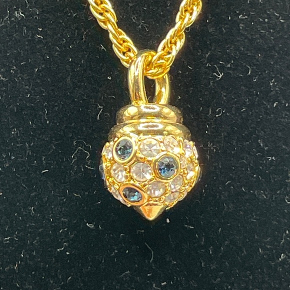 Nolan Miller Vintage Gold Tone Rhinestone Encrusted Disco Ball Necklace - Picture 5 of 9
